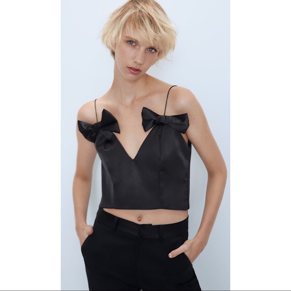 Zara black bow top Clearance